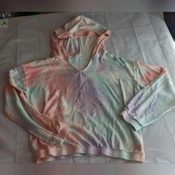Jolie & Joy Tie Dye Hoodie Pink Pullover Sweatshirt Ladies/Juniors M - Picture 13 of 14